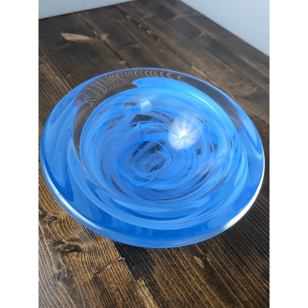 Kosta Boda Contrast Bowl Medium 8.5"‎ Blue Anna Ehrner Sweden Signed Glass
